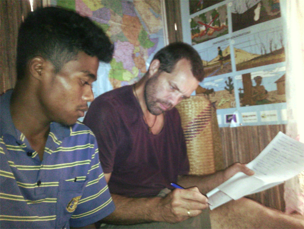 Jurgen working on the stories with Menja